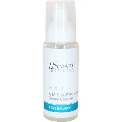 Очищающая мультикислотная пенка для жирной кожи с акне Smart4Derma AHA-BHA-PHA Mousse Cleanse
