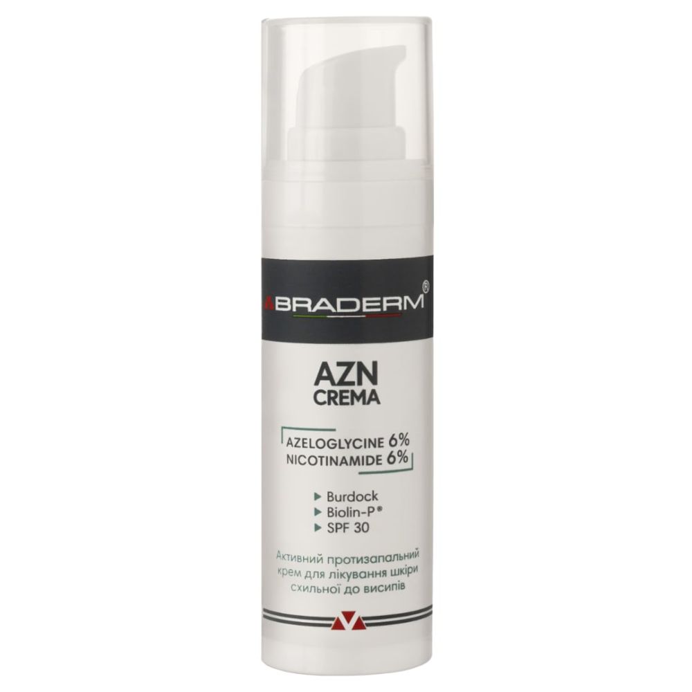 Денний зволожувальний крем з пребіотиками SPF 30 Braderm AZN Cream  - фото 1