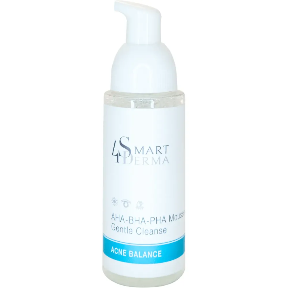 Очищающая мультикислотная пенка для жирной кожи с акне Smart4Derma AHA-BHA-PHA Mousse Cleanse  - фото 3