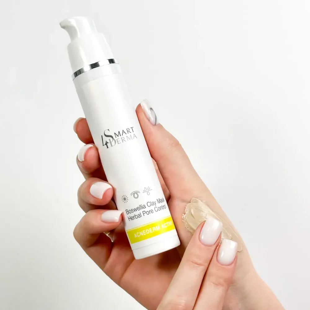 Противовоспалительная поросуживающая маска для жирной кожи Smart4Derma Boswellia Clay Mask Herbal Pore Control  - фото 3
