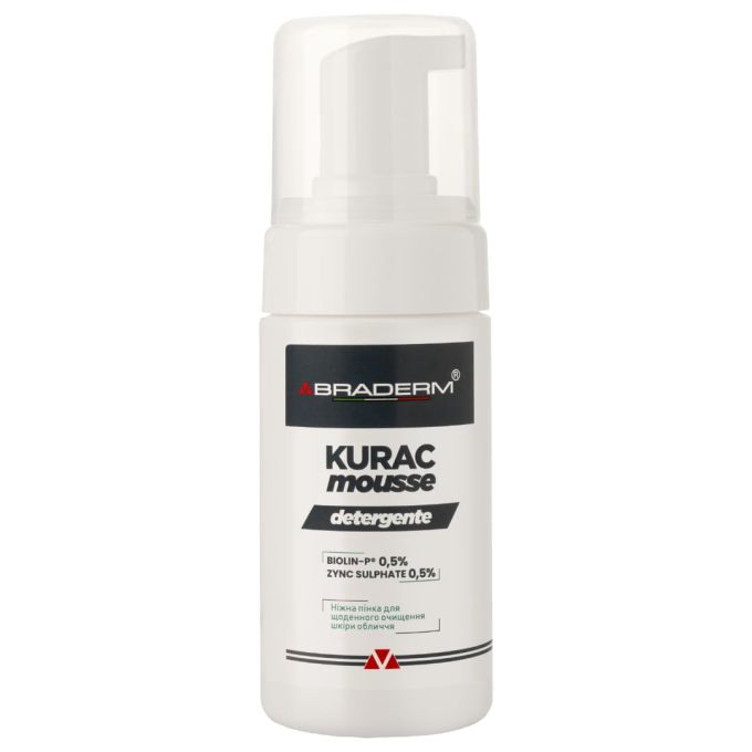 Очищающая пенка с пребиотиками для жирной и комбинированной кожи Braderm Kurac Cleansing Mousse