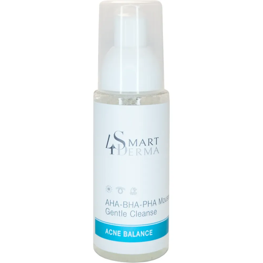 Очищающая мультикислотная пенка для жирной кожи с акне Smart4Derma AHA-BHA-PHA Mousse Cleanse  - фото 1