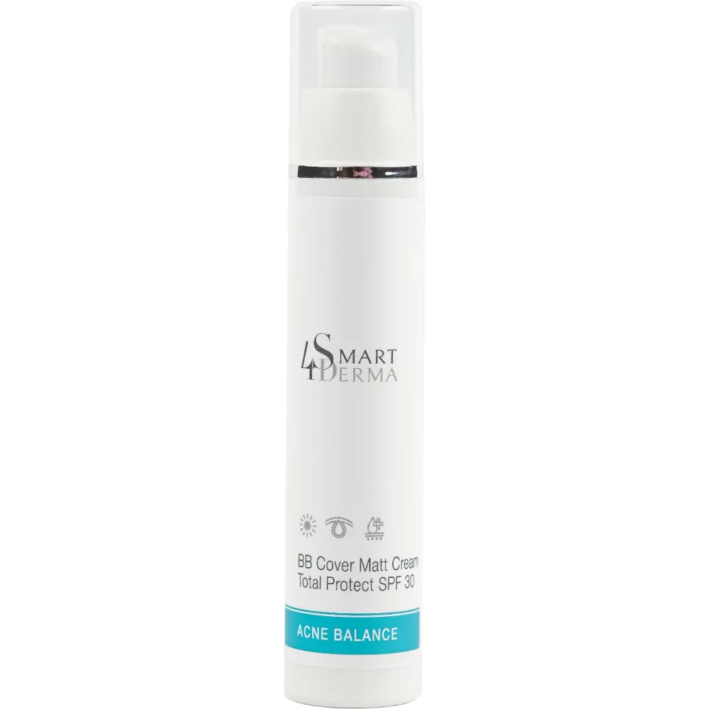 Матирующий себорегулирующий ВВ крем SPF 30 для жирной кожи Smart4Derma Cover Matt Cream Total Protect  - фото 1